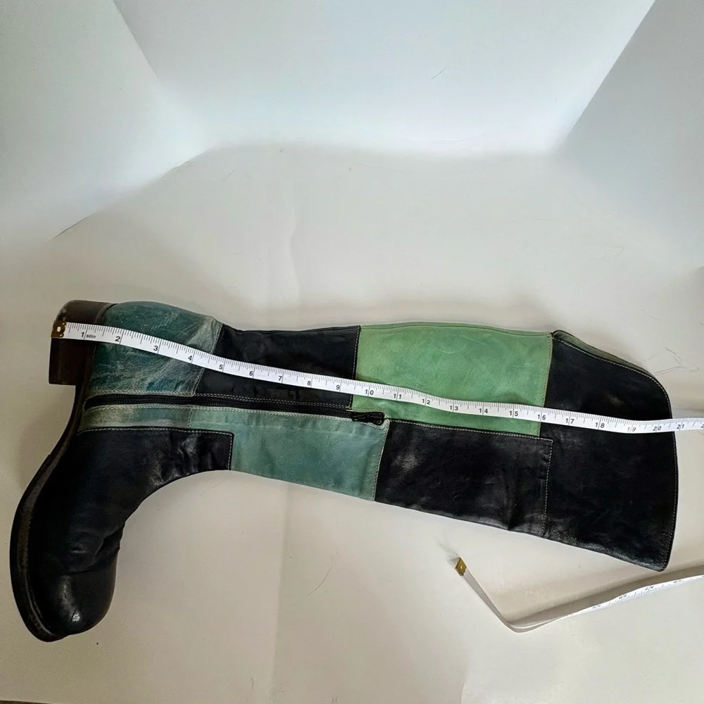 Vladì Boots Handmade in Venice Italy Rare Blue Black & Green Sz EU 38 US 7.5